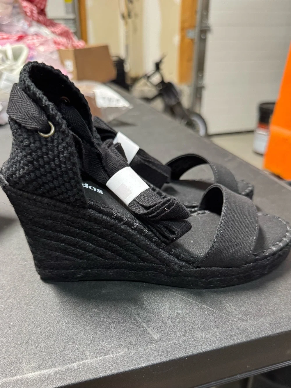 Soludos The Capri Wedge Espadrille Noche Black Size 6 New